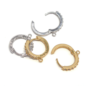 CZ7486 다이아몬드 지르콘 귀걸이 결과 18k 골드 실버 블랙 CZ 마이크로 파베 루프 링과 Huggie 후프 귀걸이 - Product Image 4