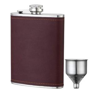 Flacon de hanche enveloppé de cuir léger et discret de 8 oz en acier inoxydable pour Cambodge Old Overholt <span class=keywords><strong>Reyka</strong></span> - Product Image 2