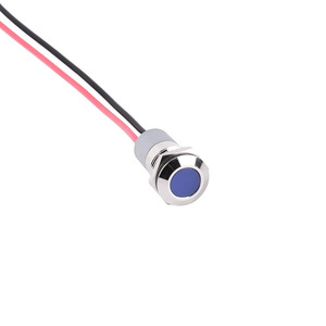 A07 luz piloto do sinal 12mm lâmpada indicadora vermelha 12V 220V conduzida com cabo 150mm