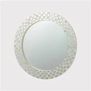 Espelho de vidro espelho de mosaico, espelho de parede oval mosaico de vidro espelhado para decoração