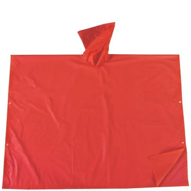 Дождевик с капюшоном, пончо из ПВХ Красного цвета/дождевик для взрослых, уличный водонепроницаемый плащ, многофункциональное уличное водонепроницаемое снаряжение