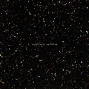 New Design Polished Golden Black Galaxy Sparkle Slab Solid Surface Engineered Artifical Quartz Stone Quartz Bathroom Top