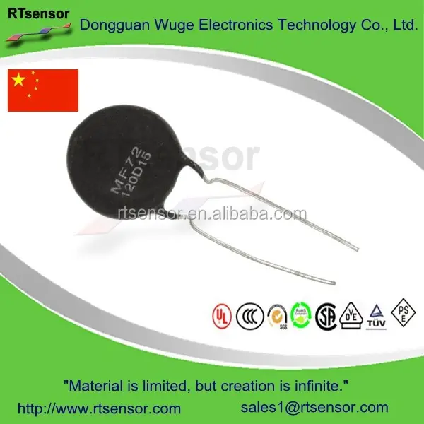 Limitadores de corrente de inapressado, sem chumbo de circuito resistente à massa (icl) MF72-120D15 120 ohm 20% termômetro ntc
