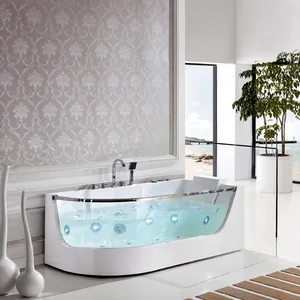 K-607 Nieuwe ontwerp Acryl vrijstaande indoor portable bad met kraan licht kussen, Whirlpool massage glas ondiepe bad