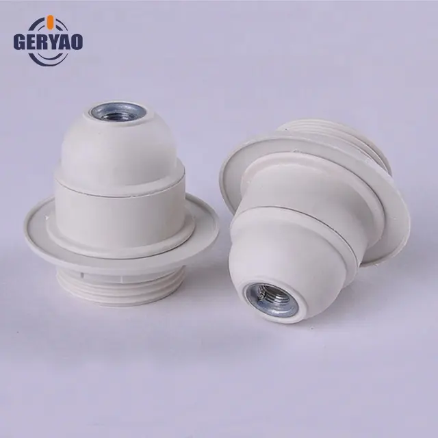 lighting accessories manufacturer Plastic E27 screw locking lampholder with shade ring