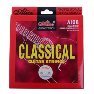 Klassieke Gitaar Snaren Clear Nylon Snaren Verzilverd Koper Alloy Wond Normale Spanning-Alice A108-N Encordoamento