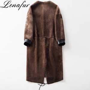 <span class=keywords><strong>Cappotto</strong></span> da <span class=keywords><strong>Donna</strong></span> Lungo Marrone in Pelle e <span class=keywords><strong>Pelliccia</strong></span> di Montone Shearling Spesso e Caldo Stile Retrò Vintage Invernale - Product Image 2