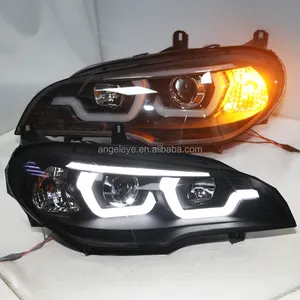 Faro Led para BMW X5 E70, carcasa negra, años 2007 a 2013