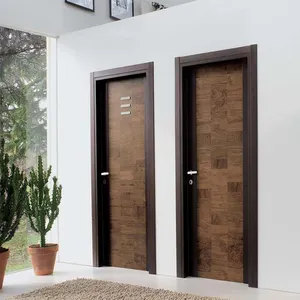Últimos diseños de puerta principal, puerta de entrada de habitación interior individual de madera