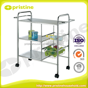 VENTE En gros Meubles de rangement pour la maison Fabricant taïwanais Chariot de cuisine pliable en métal à 3 niveaux - Product Image 4