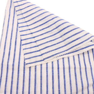 100% リネンブルー & ホワイトストライプ糸染め生地 - Product Image 4