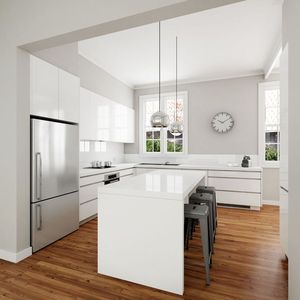 خزائن المطبخ جاهزة لتجميع خزانة مطبخ على شكل حرف U خزائن مطبخ جزيرة عالية اللمعان - Product Image 1