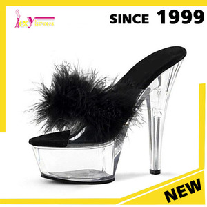 Alibaba caliente de la venta claro para mujer de la plataforma deslizadores atractivos de los altos talones sandalias - Product Image 4