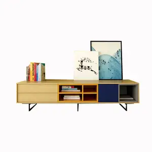 2018 लकड़ी के नए मॉडल घर टीवी कमरे में रहने वाले फर्नीचर के लिए खड़े हो जाओ