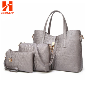 กระเป๋าหนังจระเข้ <span class=keywords><strong>Croc</strong></span> Pu แบบสะพายไหล่และกระเป๋าถือแบบหูหิ้ว ชุด 3 ชิ้นใน 1 ชุด กระเป๋าถือดีไซน์เนอร์สำหรับผู้หญิง - Product Image 3