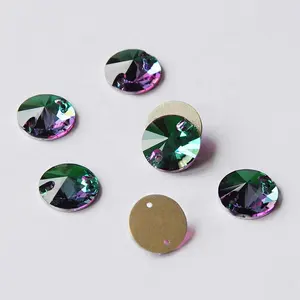 Điều 3200 Emerald Flatback Crystal Rivoli May Trên Hạt Pha Lê Rhinestone Váy Cưới