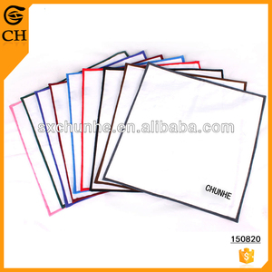 Fabbrica direttamente 100% <span class=keywords><strong>cotone</strong></span> fatto a mano con orlatura semplice fazzoletto bianco con fazzoletto da taschino in <span class=keywords><strong>cotone</strong></span> con bordo colorato - Product Image 2