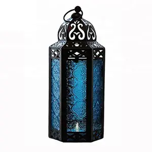 Стеклянный декоративный фонарь для свечи в марокканском стиле