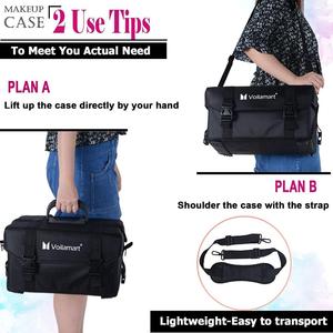 Rolling <strong>Makeup</strong> Bag Trolley 2 in 1 Travel Cosmetic Train <strong>Cases</strong> <strong>on</strong> <strong>Wheels</strong> Nylon Black Bags for Professional Make up Artist Storage - Product Image 5