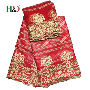 H & D Nouveau Gros Meilleur Coton Broderie Tissu Bazin Riche Africain Tissus De La Chine - Product Image 1