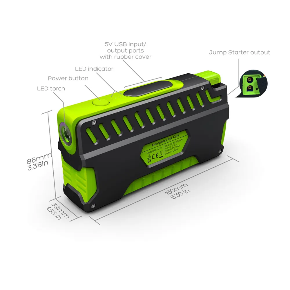 Многофункциональное автомобильное аварийное пусковое устройство 12 В, портативное автомобильное пусковое устройство, внешний аккумулятор