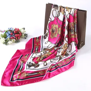 silk shawl style lady summer wear printed square scarf