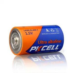 Venta superior pkcell AM1 zinc manganeso D tamaño LR20 Batería alcalina 1.5 V pila seca