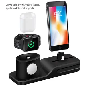 Estación de carga inteligente para Apple Watch, soporte de almohadilla de carga 3 en 1 para Air pod y iPhone