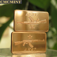Barres de cuivre pur 999 fin, 1 once, en forme de fusil AK-47, Y033