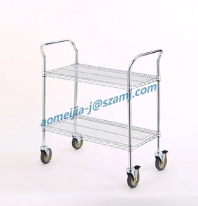 2-tier industria de almacenamiento de uso fácil movimiento NSF y TUV aprobado cromo utilidad carrito - Product Image 3