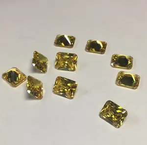 Artificial octagon canary gemstone golden yellow rectangle cut cubic zirconia crystal for bracelet