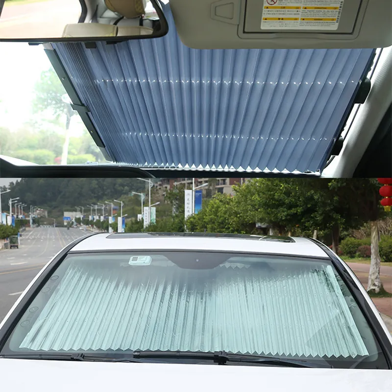 Penahan matahari reflektor UV mobil, kaca depan mobil truk SUV mudah digunakan 65cm 70CM dengan cangkir penyedot panas