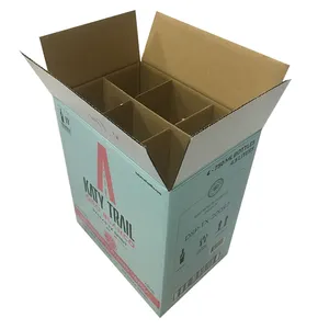 Caja redonda para reciclar papel corrugado, 6 botellas de vino