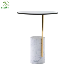 Mesa de centro de latón con pata de metal, decoración nórdica para el hogar, diseño moderno y simple, estilo moderno, mable/cerámica superior - Product Image 1