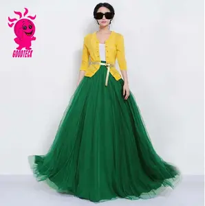 2018 summer style elegant women high waisted long skirt of 6 color