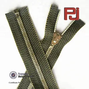 Custom metallic gold tape metal zipper open end zip