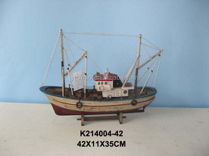 <span class=keywords><strong>Bateau</strong></span> de pêche <span class=keywords><strong>en</strong></span> <span class=keywords><strong>bois</strong></span> modèle 3 ensembles Antique vieux 42x13x38cm pêche crevettes crabe modèle de <span class=keywords><strong>bateau</strong></span> - Product Image 2