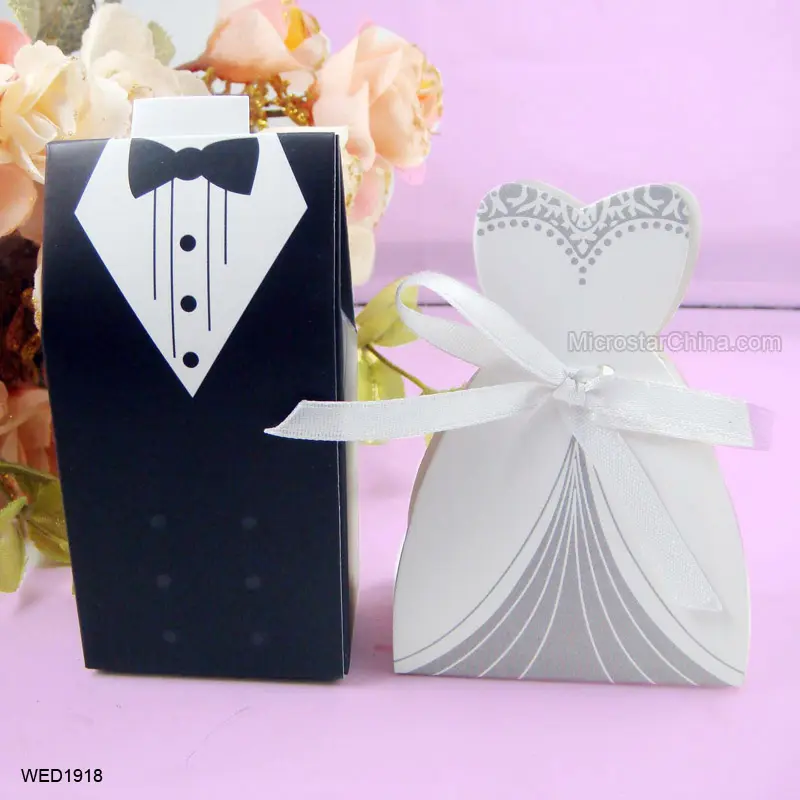 FengRise रिबन सजावट शादी एहसान बॉक्स कैंडी उपहार कागज शादी के निमंत्रण बॉक्स