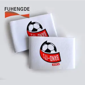 Aangepaste Logo Voetbal Captain Mouw Armband Met Hook Loop Fastener