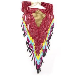 2019 moda boemia stile fatto a mano perline in resina lunga nappa collana girocollo gioielli dichiarazione pendente bavaglino collana per le donne - Product Image 1