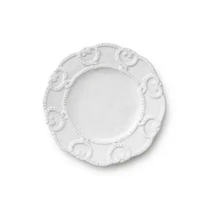 高品質の磁器の結婚式の充電器プレートエレガントなエンボス加工された白い皿とプレート