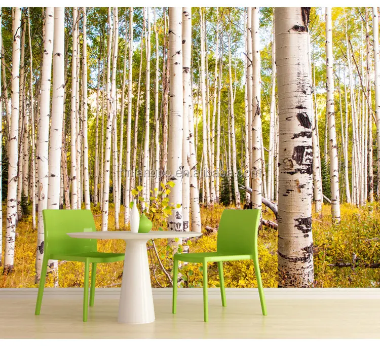 Birch Trees Forest Nature 3d Wallpaper Office Wallpaper Designs New Fashion Wallpaper