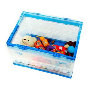 650*440*360 Foldable Plastic Storage Stackable Box With Lid For Troy Or Cloth Or Food