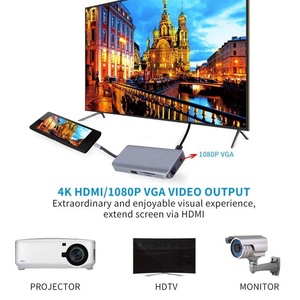 10 in 1 <span class=keywords><strong>USB</strong></span> Tipo-<span class=keywords><strong>C</strong></span> a HDMI VGA Audio <span class=keywords><strong>Aux</strong></span> RJ45 Gigabit e PD di ricarica carta di DEVIAZIONE STANDARD TF lettore di e 3 USB3.0 Hub per MacBook e più - Product Image 6