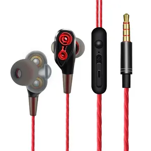 4d double moving coil headphones with super bass Computer DJ Microphone Waterproof Wired 110db Dynamic circle speakers earphone