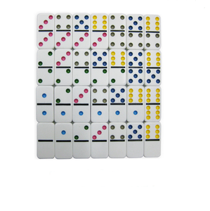 Jeu de dominos - 28 pièces, jeu de dominos double six coloré, jeu de table classique avec boîte de transport/stockage en étain - Product Image 1