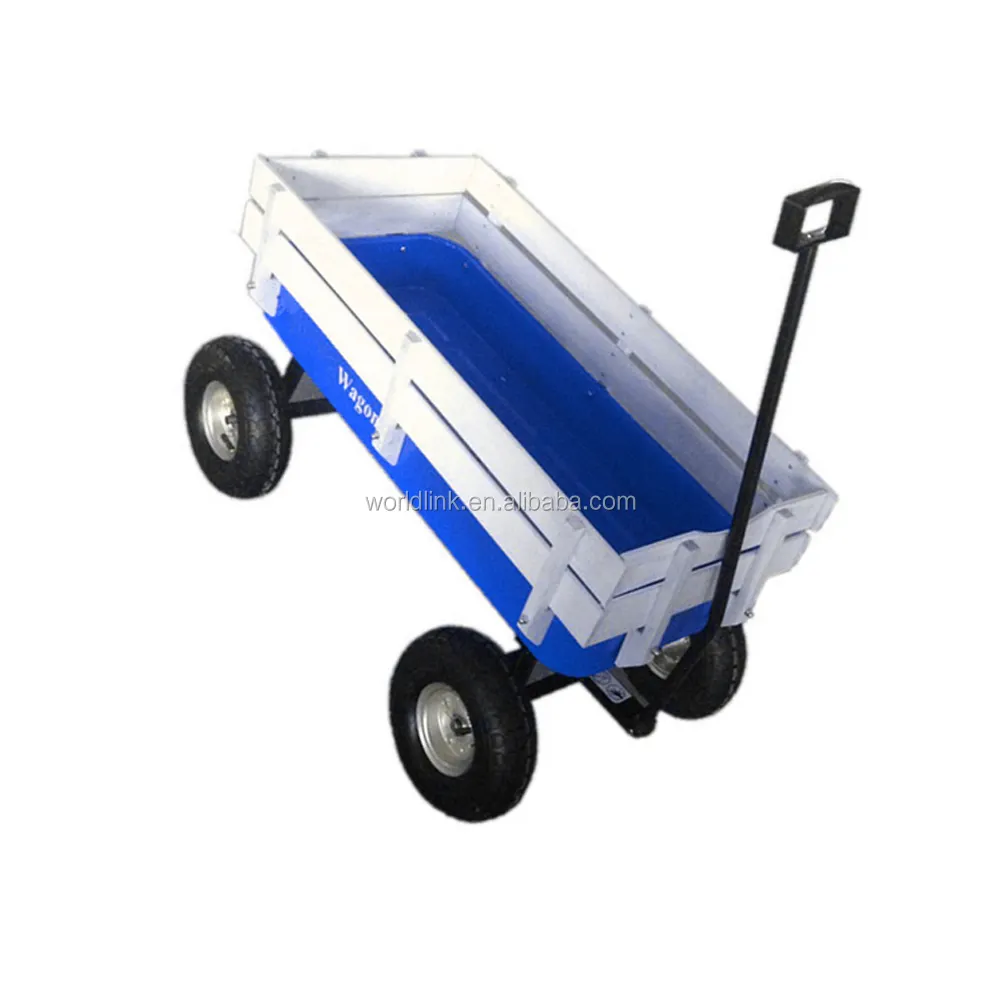 Thế Giới liên kết bằng gỗ Wagon bãi biển đài phát thanh Flyer Kid Wagon 4-bánh xe thép xe đẩy tay cho vườn hộ gia đình sử dụng tay kéo xe đẩy