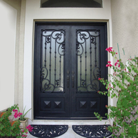Designs modernes de portes battantes doubles en fer forgé pour l'extérieur des maisons