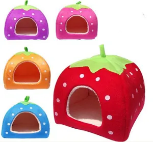 Best cute strawberry cotton soft small dog cat pet bed house