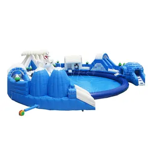 Most popular ice and snow world inflatable pool slide commercial water park for sale